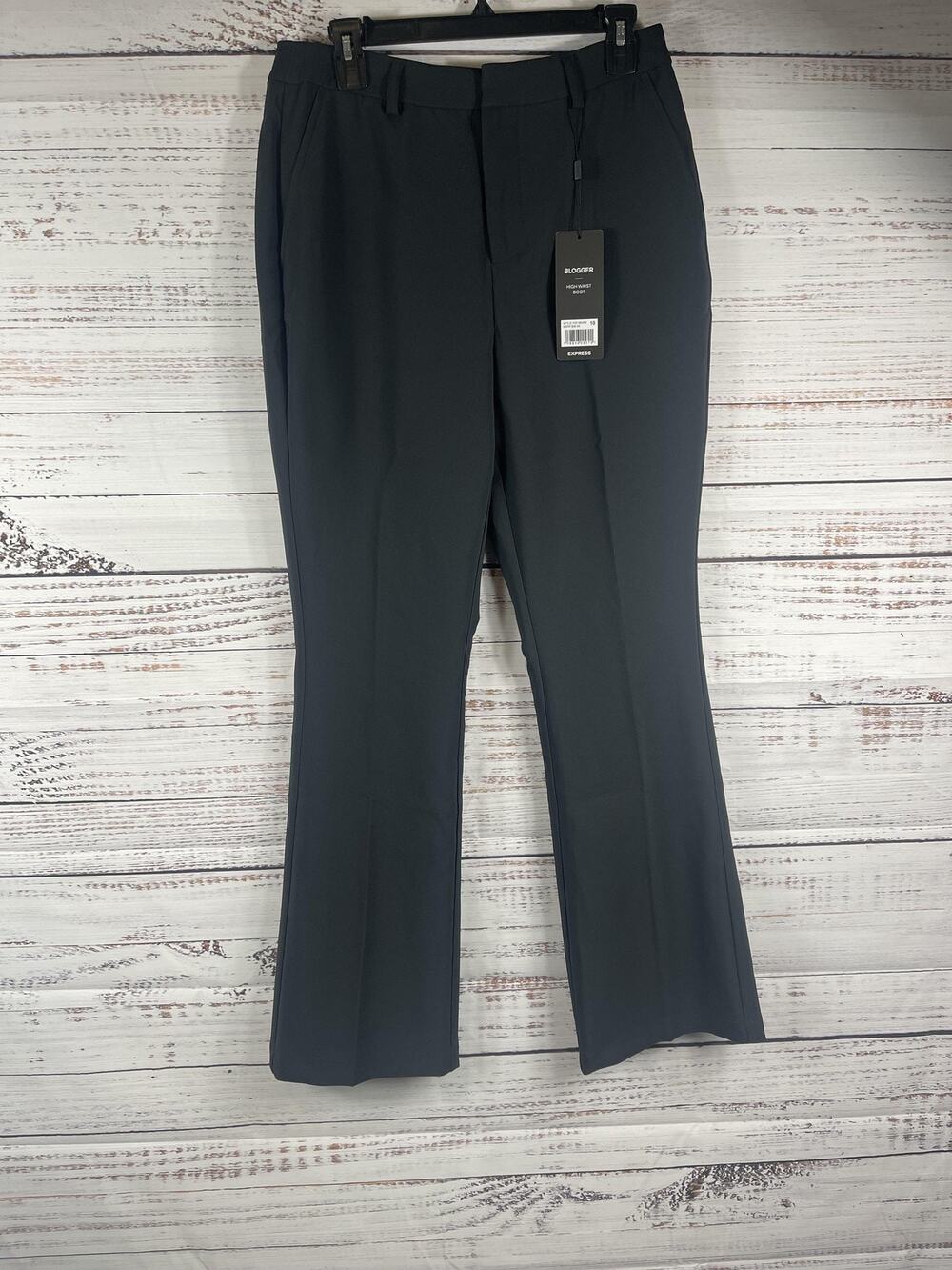 Express Blogger Pants Womens 10 Gray Twill High Waist Bootcut Stretch Career
